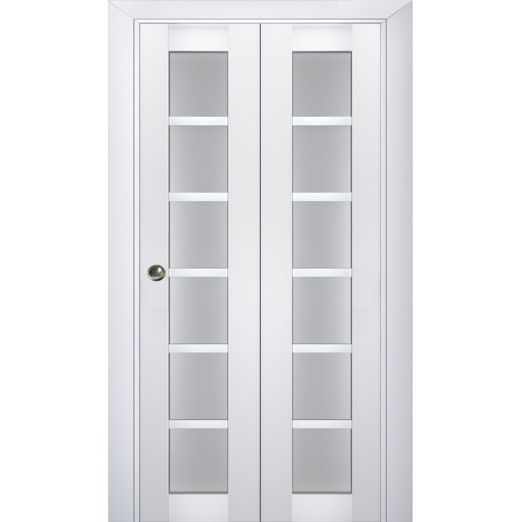 Sliding Closet Bi-fold Doors | Veregio 7602 | White Silk