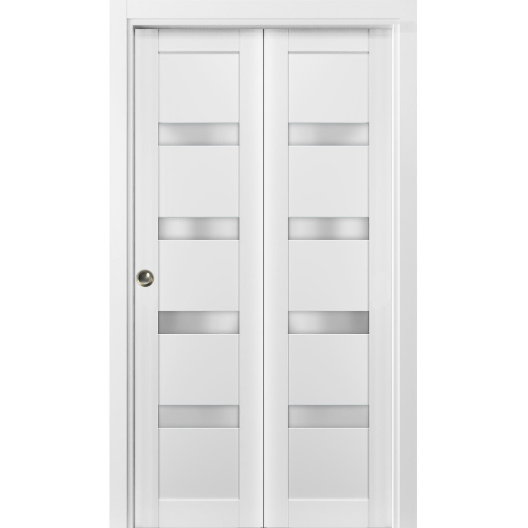 Sliding Closet Bi-fold Doors | Quadro 4113 | White Silk