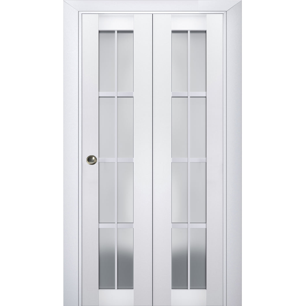 Sliding Closet Bi-fold Doors | Veregio 7412 | White Silk
