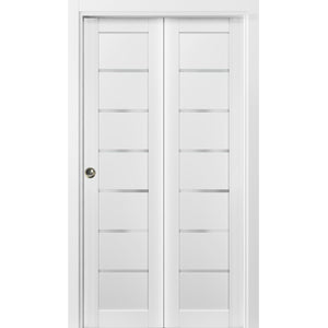 Sliding Closet Bi-fold Doors | Quadro 4117 | White Silk