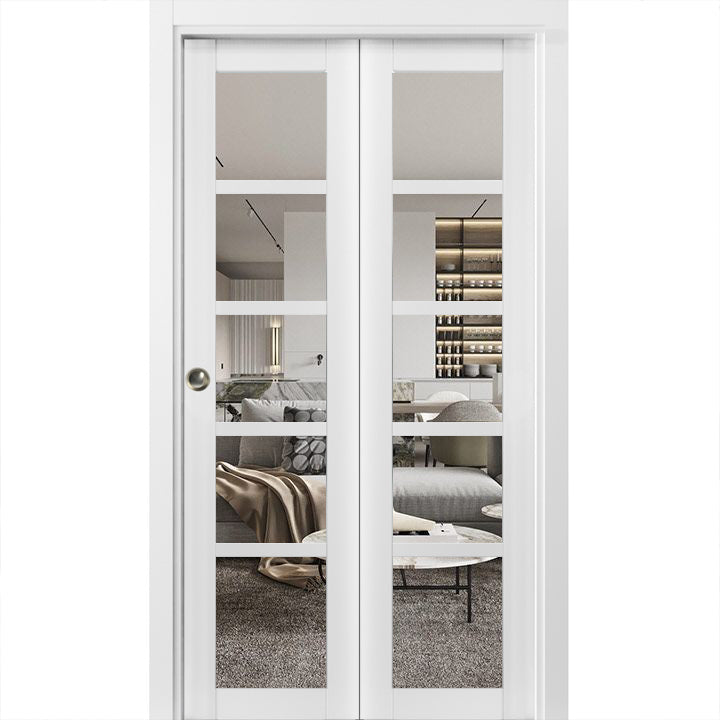 Sliding Closet Bi-fold Doors | Quadro 4522 | White Silk
