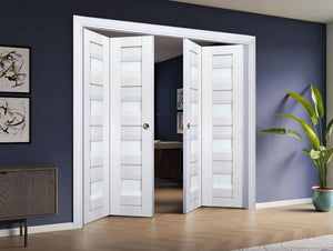 Sliding Closet Double Bi-fold Doors | Veregio 7455 | White Silk - Home