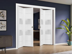 Sliding Closet Double Bi-fold Doors | Lucia 4010 | White Silk