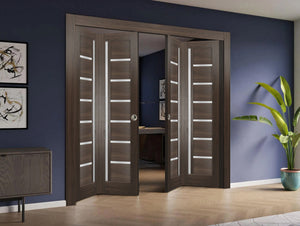 Sliding Closet Double Bi-fold Doors | Quadro 4088 | Chocolate Ash