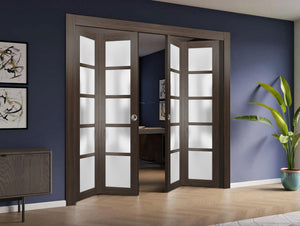 Sliding Closet Double Bi-fold Doors | Quadro 4002 | Chocolate Ash