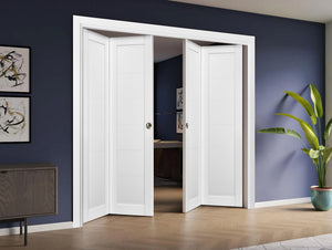 Sliding Closet Double Bi-fold Doors | Quadro 4115 | White Silk