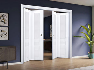Sliding Closet Double Bi-fold Doors | Veregio 7411 | White Silk