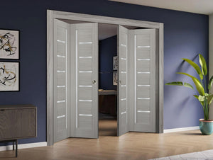 Sliding Closet Double Bi-fold Doors | Quadro 4088 | Grey Ash